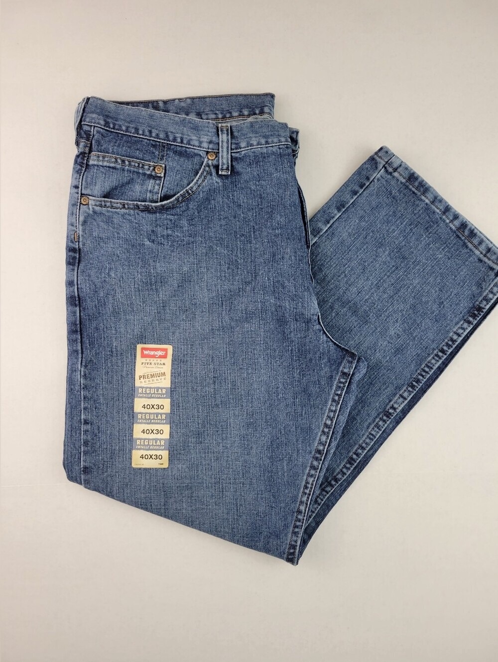 Wrangler Men's Regular Wokwear Denim Blue Jeans Size 40x30